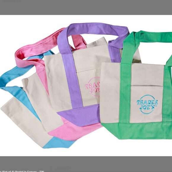 Trader Joe’s Mini Canvas Tote Bag • Complete 4-Bag Set • Brand New with Tags - Picture 1 of 6